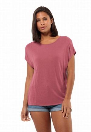 Pink Jack Wolfskin Mola Women T Shirts | 81621355