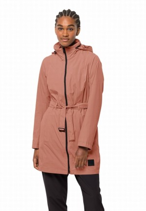 Pink Jack Wolfskin Norden Port Women Raincoat | 46632051