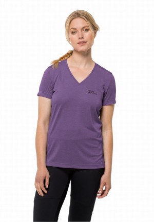 Purple Jack Wolfskin Crosstrail Women T Shirts | 10141969