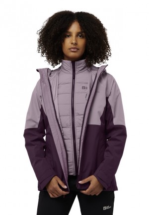 Purple Jack Wolfskin Glaabach 3in1 Women Jackets | 57765670