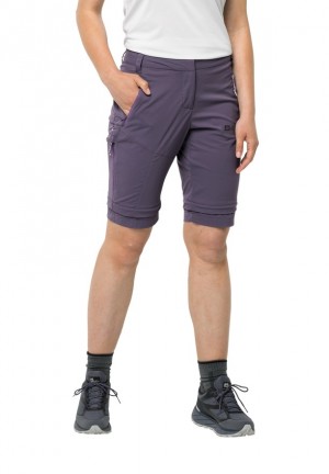 Purple Jack Wolfskin Glastal Zip Away Women Hiking Pants | 37005562