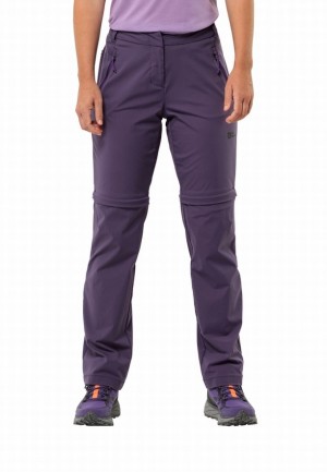 Purple Jack Wolfskin Glastal Zip Off Women Hiking Pants | 36721688