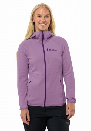 Purple Jack Wolfskin Kolbenberg Hooded Fz Women Fleece Jackets | 71097989