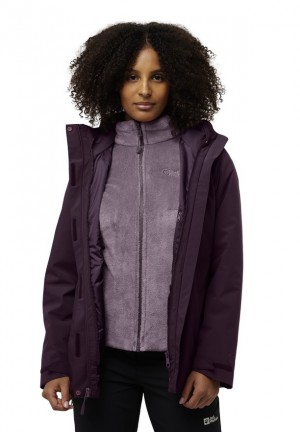 Purple Jack Wolfskin Rotwand 3in1 Women Jackets | 75735032