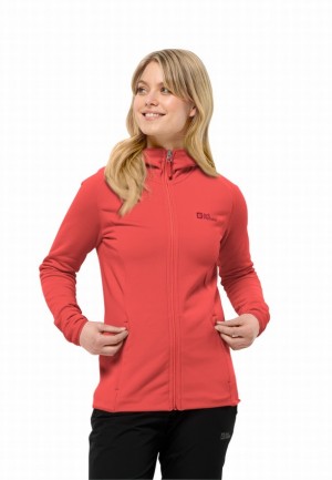 Red Jack Wolfskin Baiselberg Hooded Fz Women Fleece Jackets | 54480666