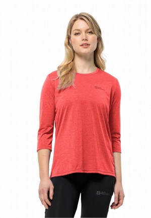 Red Jack Wolfskin Crosstrail 3/4 Women T Shirts | 38282414