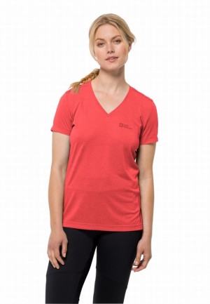 Red Jack Wolfskin Crosstrail Women T Shirts | 49928677