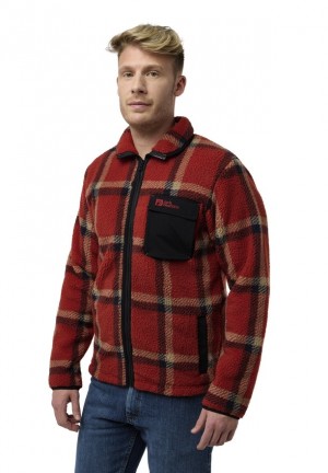 Red Jack Wolfskin Felslicht Check Men Fleece Jackets | 38334633