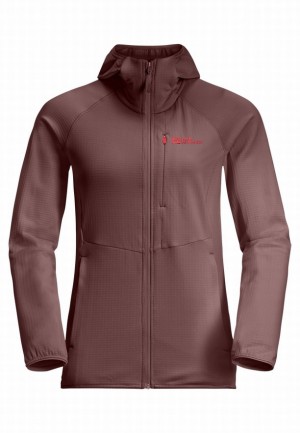 Red Jack Wolfskin Kolbenberg Hooded Fz Women Fleece Jackets | 43372586