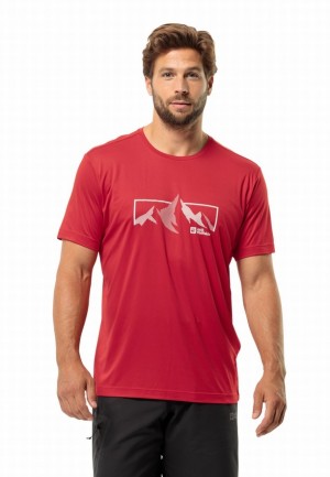 Red Jack Wolfskin Peak Graphic Men T Shirts | 96401538