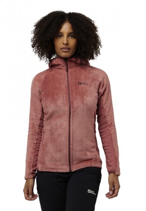 Red Jack Wolfskin Rotwand Hooded Fz Women Fleece Jackets | 17585490