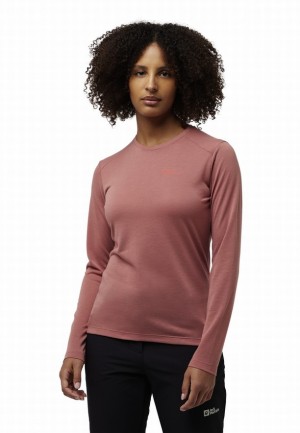 Red Jack Wolfskin Vonnan Ls Women T Shirts | 20623746