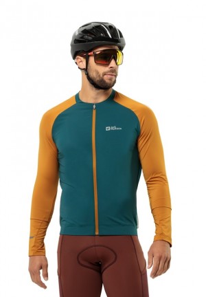 Turquoise Jack Wolfskin Gravex Fz L/s Men T Shirts | 49221619