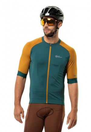 Turquoise Jack Wolfskin Gravex Fz S/s Men T Shirts | 92771475