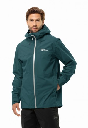 Turquoise Jack Wolfskin Highest Peak 3l Men Rain Jackets | 16345152