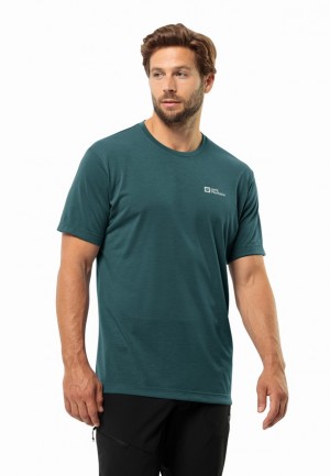 Turquoise Jack Wolfskin Vonnan S/s Men T Shirts | 82603130