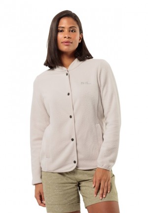 White Jack Wolfskin Light Curl Women Fleece Jackets | 97041650