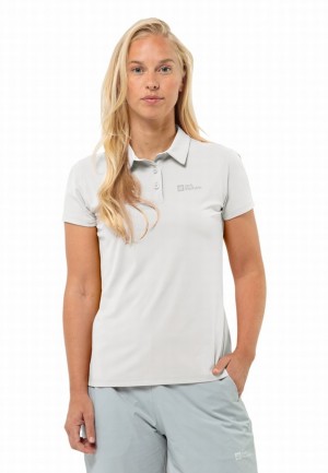 White Jack Wolfskin Prelight Trail Women Polo Shirts | 95640034
