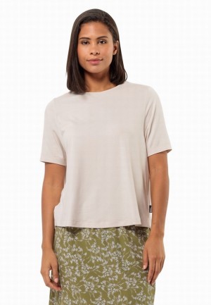White Jack Wolfskin Travel Women T Shirts | 92303727