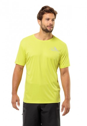 Yellow Jack Wolfskin Peak Graphic Men T Shirts | 89786848