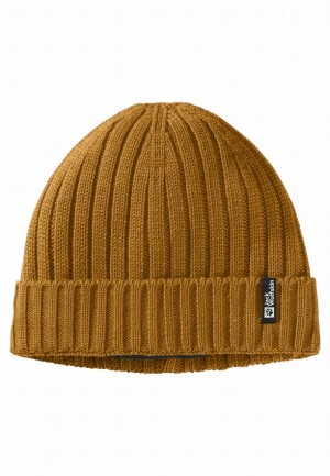 Yellow Jack Wolfskin Rib Knit Men Beanie | 29518638
