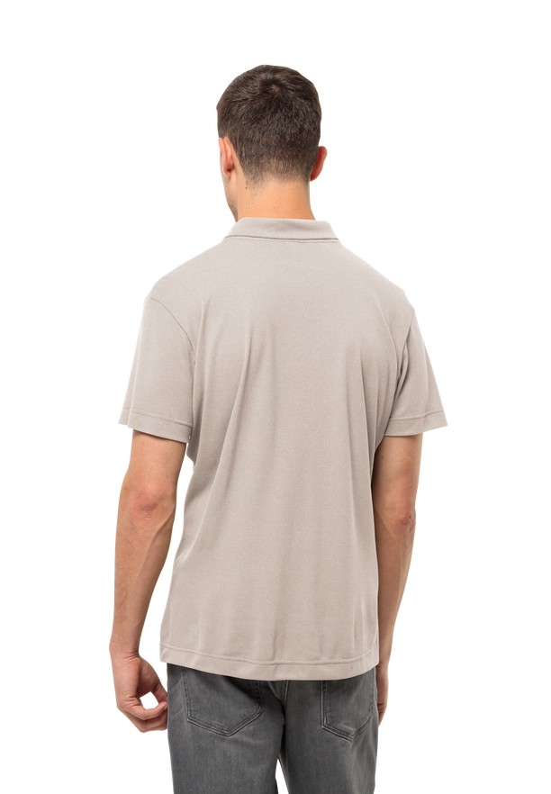 Beige Jack Wolfskin Pikeh Men Polo Shirts | 62981410