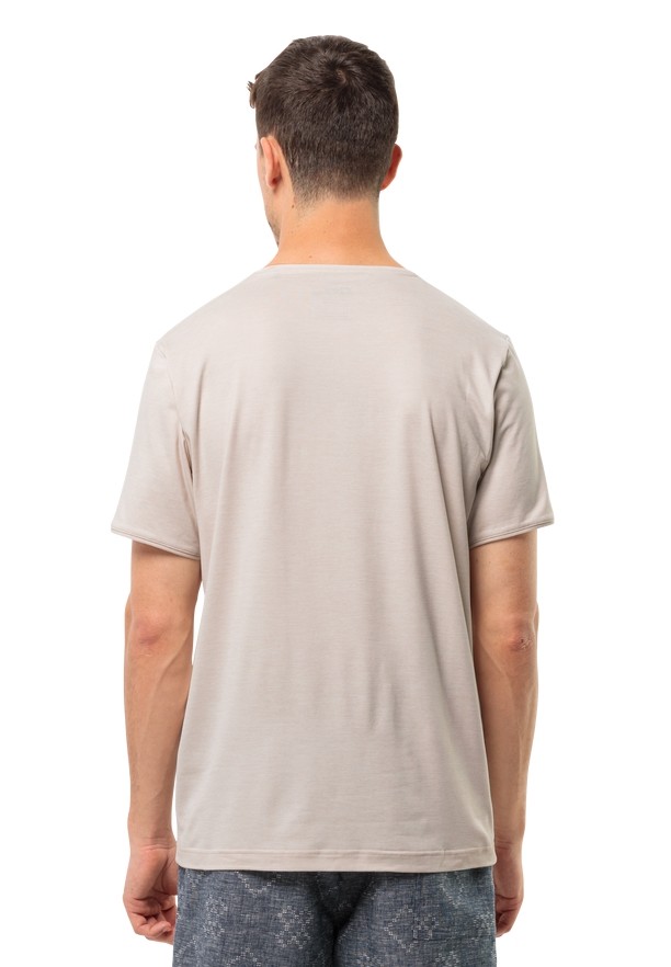 Beige Jack Wolfskin Travel Men T Shirts | 97081093