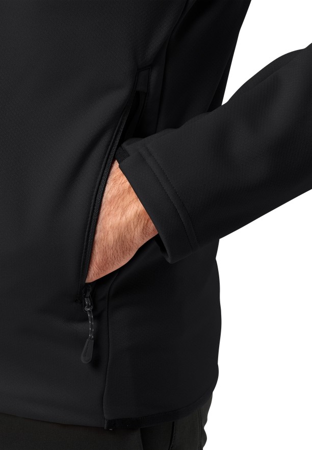 Black Jack Wolfskin Alpgrat Hooded Fz Men Fleece Jackets | 35969660