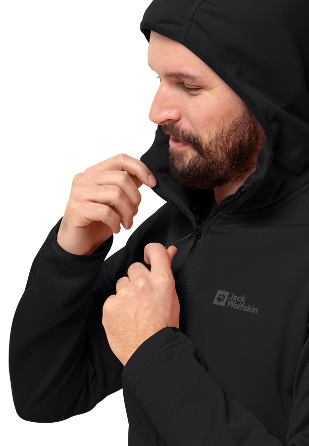 Black Jack Wolfskin Alpgrat Hooded Fz Men Fleece Jackets | 35969660