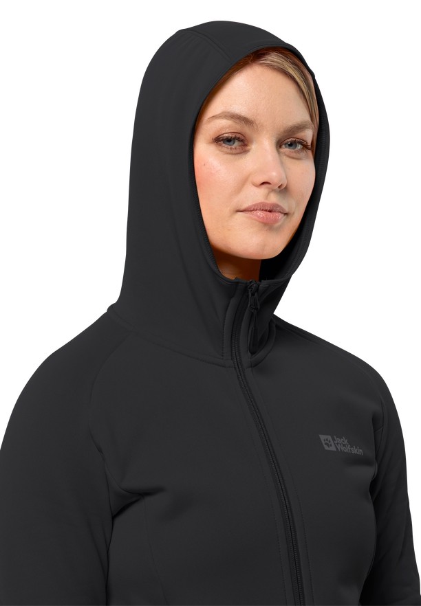 Black Jack Wolfskin Baiselberg Hooded Fz Women Fleece Jackets | 50608904