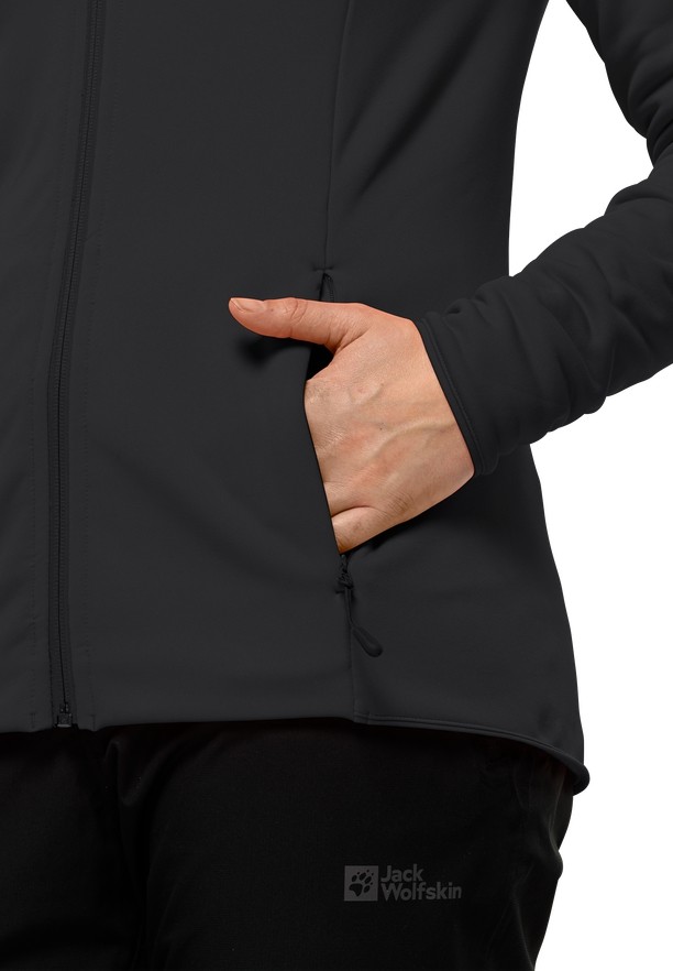 Black Jack Wolfskin Baiselberg Hooded Fz Women Fleece Jackets | 50608904