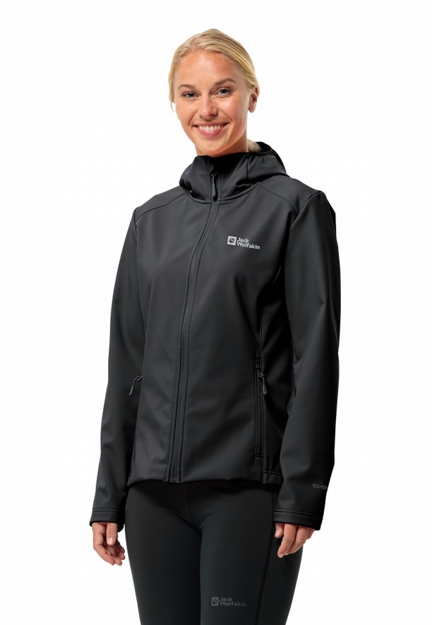 Black Jack Wolfskin Bornberg Hoody Women Softshell Jackets | 80340945