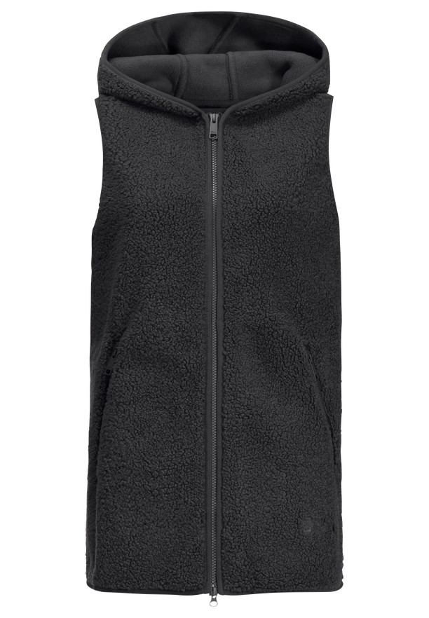 Black Jack Wolfskin High Curl Long Women Vest | 16763179