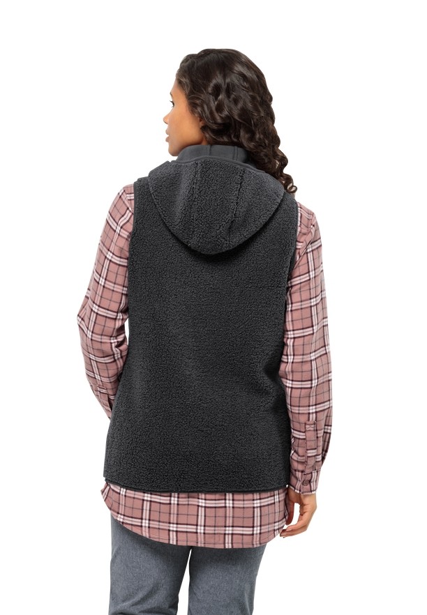 Black Jack Wolfskin High Curl Long Women Vest | 16763179