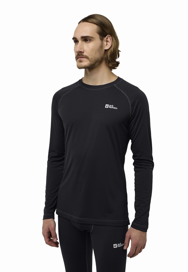 Black Jack Wolfskin Infinite Light Ls Men T Shirts | 61197959