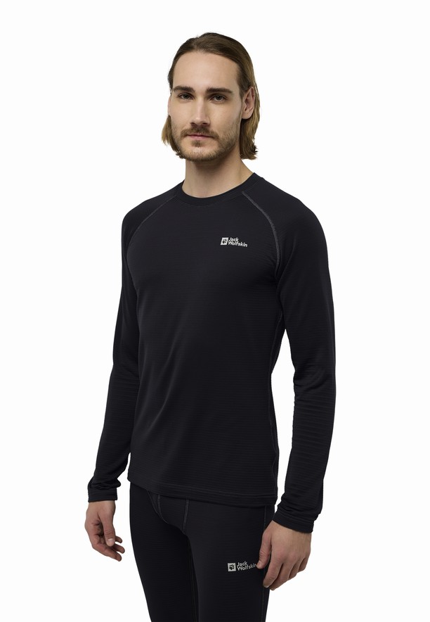 Black Jack Wolfskin Infinite Warm Ls Men T Shirts | 32380675