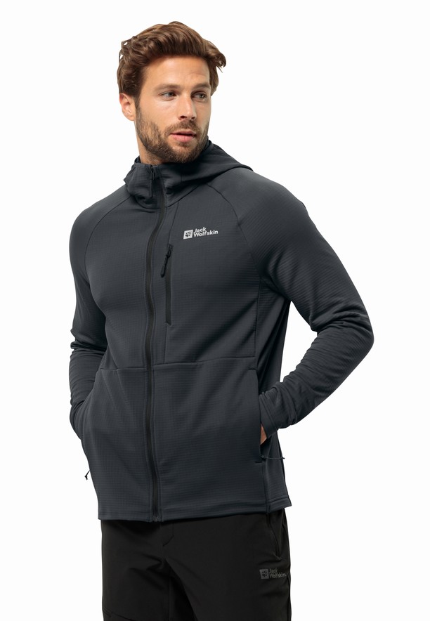 Black Jack Wolfskin Kolbenberg Hooded Fz Men Fleece Jackets | 70588116