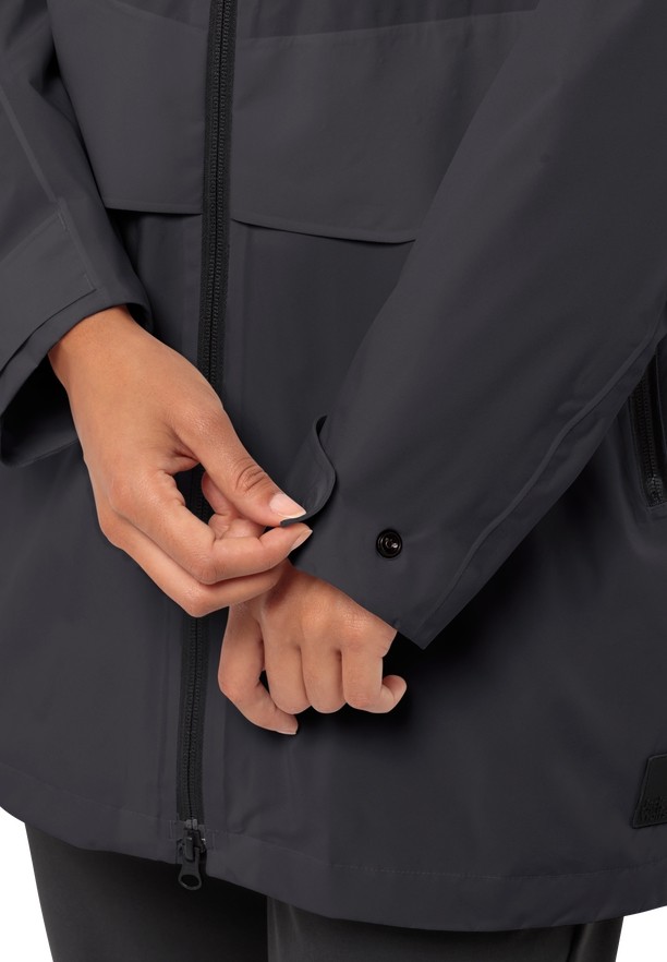 Black Jack Wolfskin Mainkai Long Women Rain Jackets | 81534525