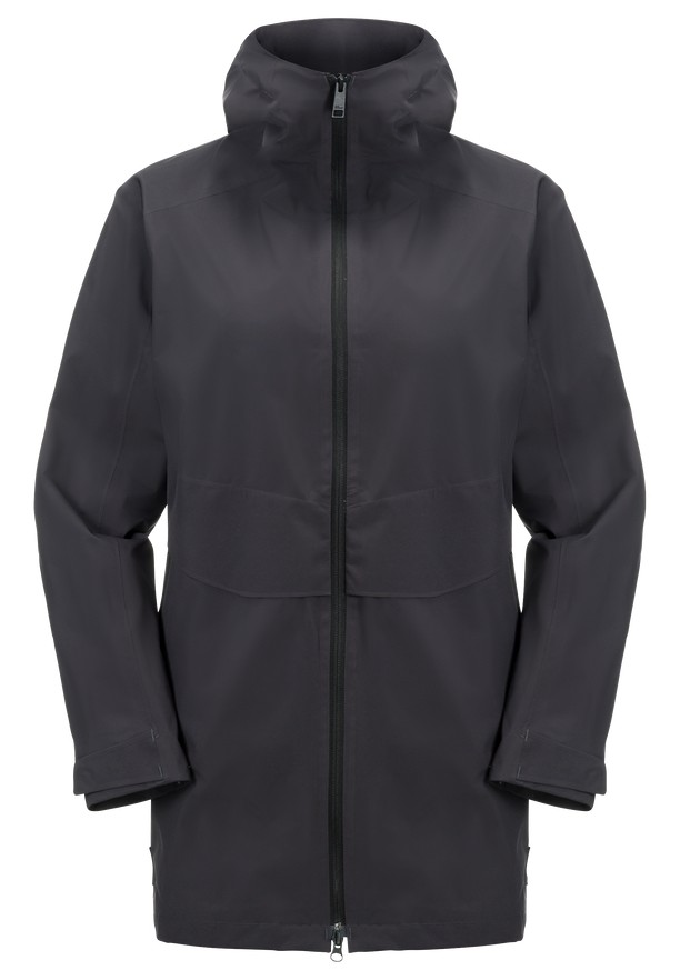 Black Jack Wolfskin Mainkai Long Women Rain Jackets | 81534525