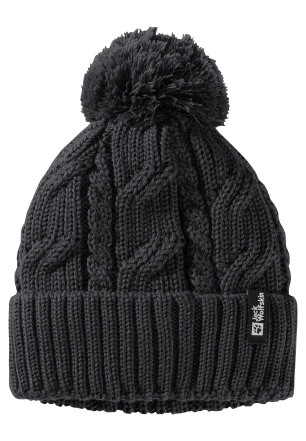 Black Jack Wolfskin Pompom Men Beanie | 53439579
