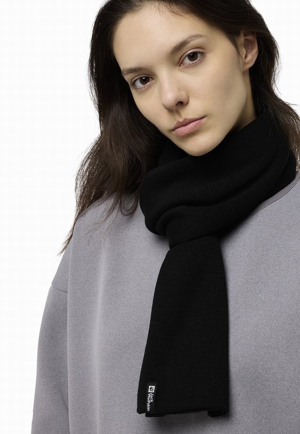 Black Jack Wolfskin Rib Women Scarf | 66245800