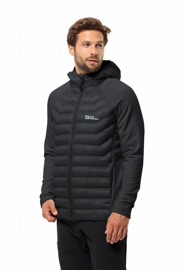 Black Jack Wolfskin Routeburn Pro Hybrid Men Jackets | 82619479