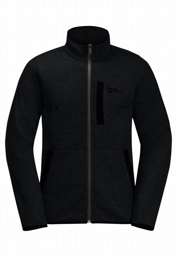 Black Jack Wolfskin Tannenspur Hooded Men Fleece Jackets | 36979673