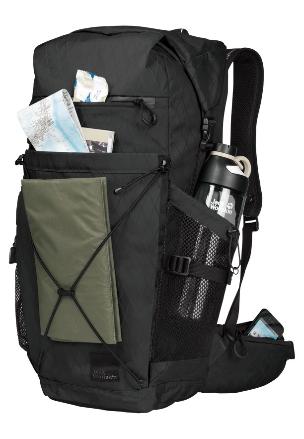 Black Jack Wolfskin Wandermood Rolltop 30 Men Hiking Backpack | 45935051