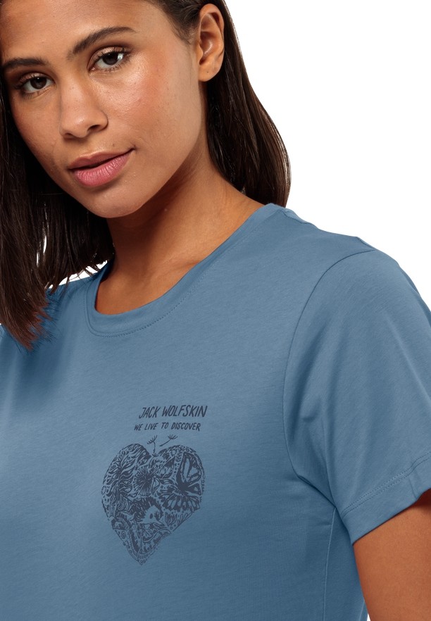 Blue Jack Wolfskin Discover Heart Women T Shirts | 95400316