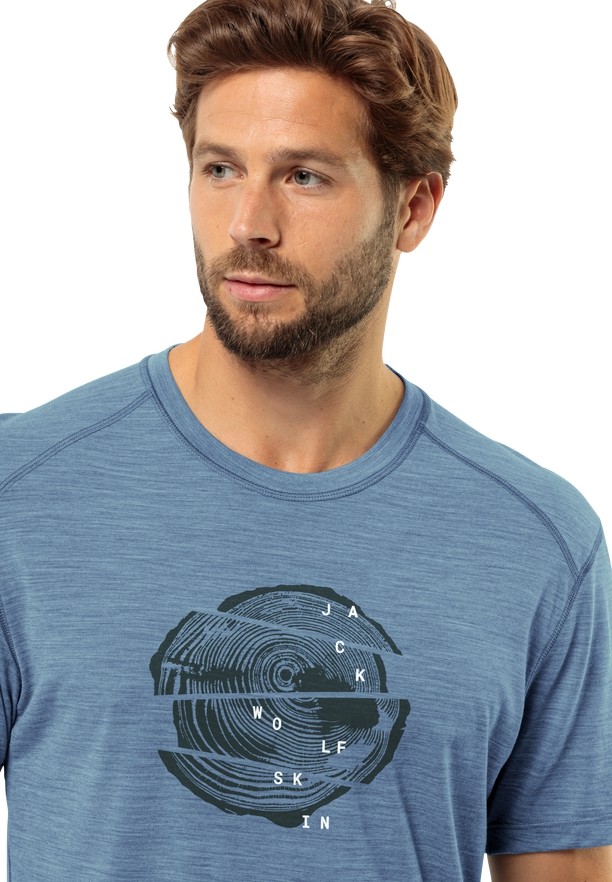 Blue Jack Wolfskin Kammweg Graphic S/s Men T Shirts | 72109857