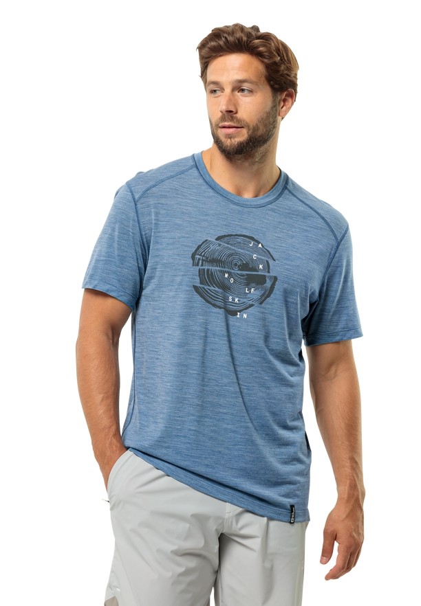 Blue Jack Wolfskin Kammweg Graphic S/s Men T Shirts | 72109857