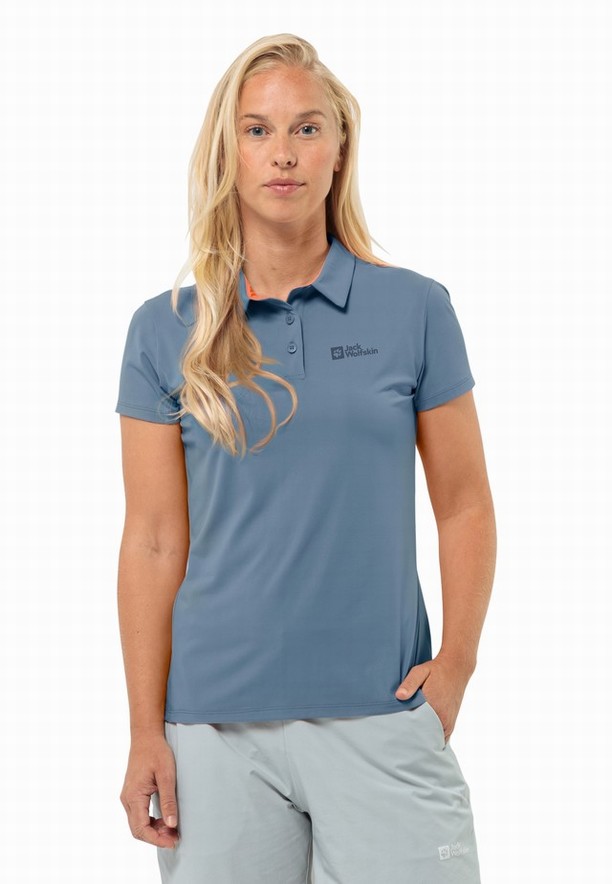 Blue Jack Wolfskin Prelight Trail Women Polo Shirts | 42501224