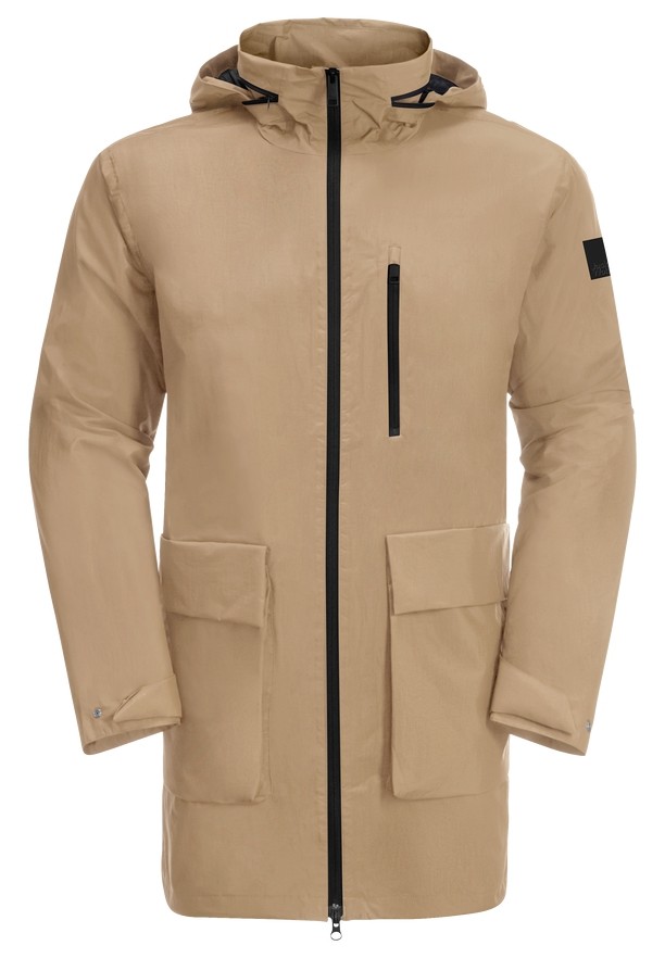 Brown Jack Wolfskin Norden Port Men Coats | 27978355