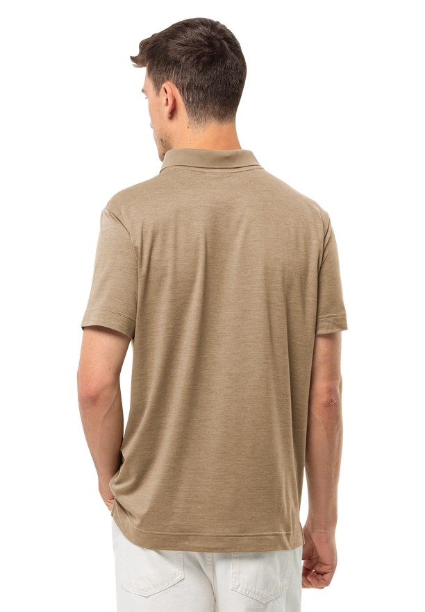 Brown Jack Wolfskin Travel Men Polo Shirts | 10054178